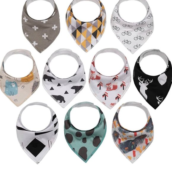 Crazy Orange Baby Bib Droolers Drool Bandanas 10 designs New 100% organic cotton - Picture 1 of 4